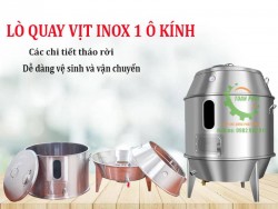 Lu quay vịt inox 1 ô kính phi 80 dùng than, gas