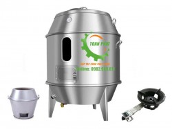 Lu quay vịt inox 1 ô kính phi 80 dùng than, gas