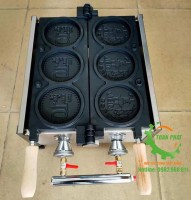 Máy làm bánh đồng xu dùng gas 3 khuôn