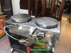 Máy làm bánh crepe đôi dùng gas ( mặt bếp chụp)