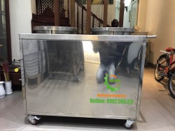 Máy làm bánh crepe đôi dùng gas ( mặt bếp chụp)