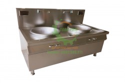 Bếp từ công nghiệp đôi mặt lõm chảo liền bếp