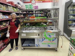 Tủ giữ nóng thức ăn 10 khay, 2 nồi, 2 tầng giá kệ