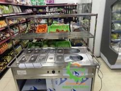 Tủ giữ nóng thức ăn 10 khay, 2 nồi, 2 tầng giá kệ