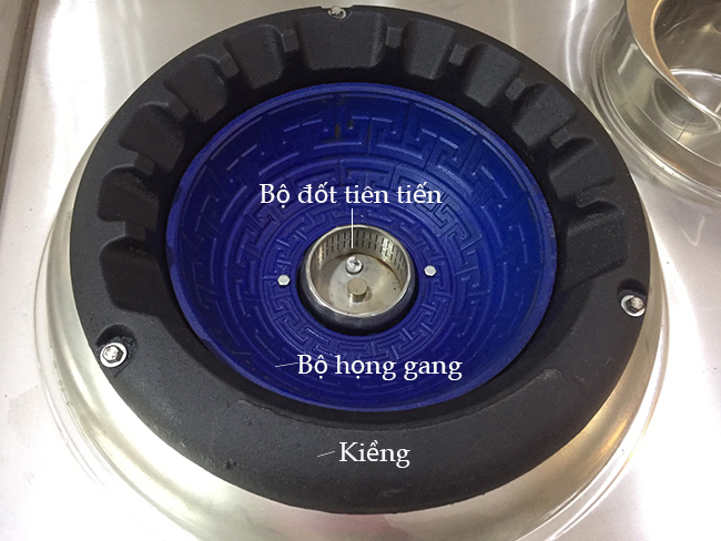 Bếp Á bầu gang 2 họng đốt và 1 hốc nước