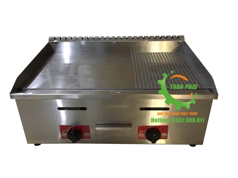 Bếp chiên rán nửa phẳng nửa rãnh dùng gas