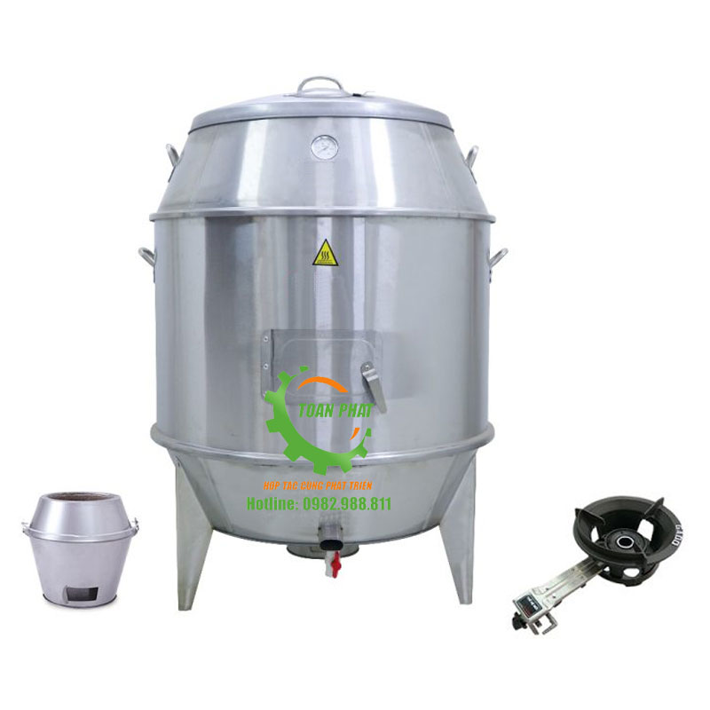 Lò quay vịt inox phi 90 sử dụng than, gas