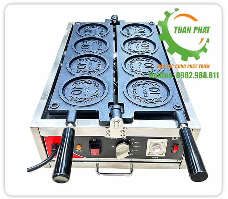 Máy làm bánh đồng xu dùng điện 4 khuôn