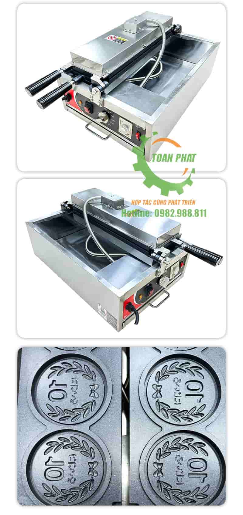 Máy làm bánh đồng xu dùng điện 4 khuôn