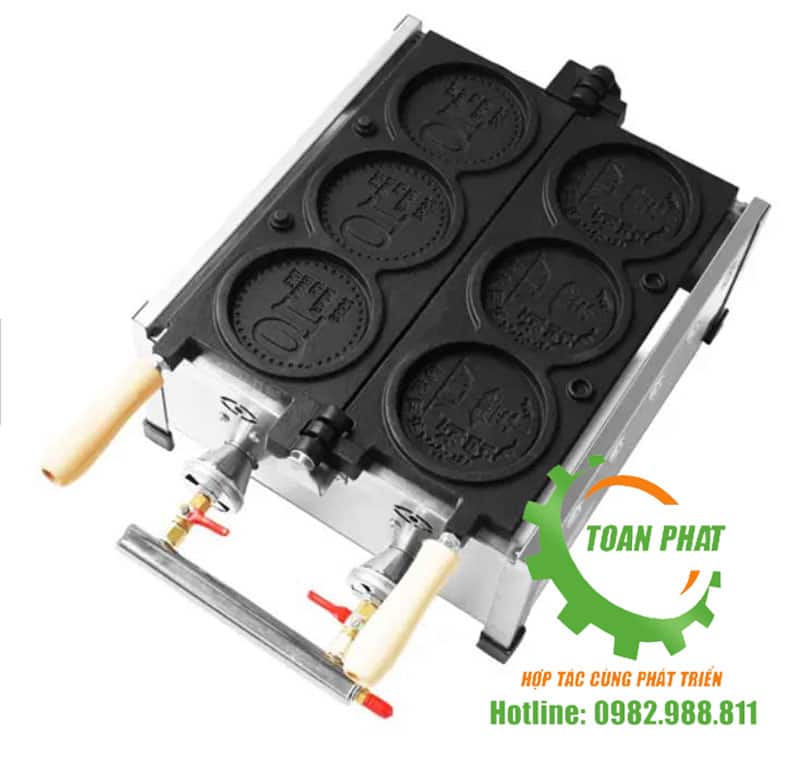 Máy làm bánh đồng xu dùng gas 3 khuôn
